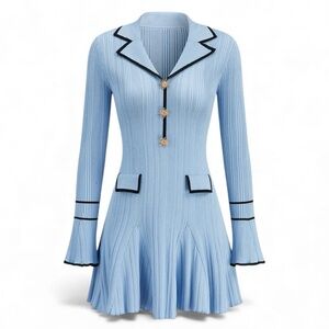 Elegant Blue Flared Dress